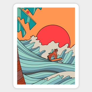 Tiger surfer Sticker